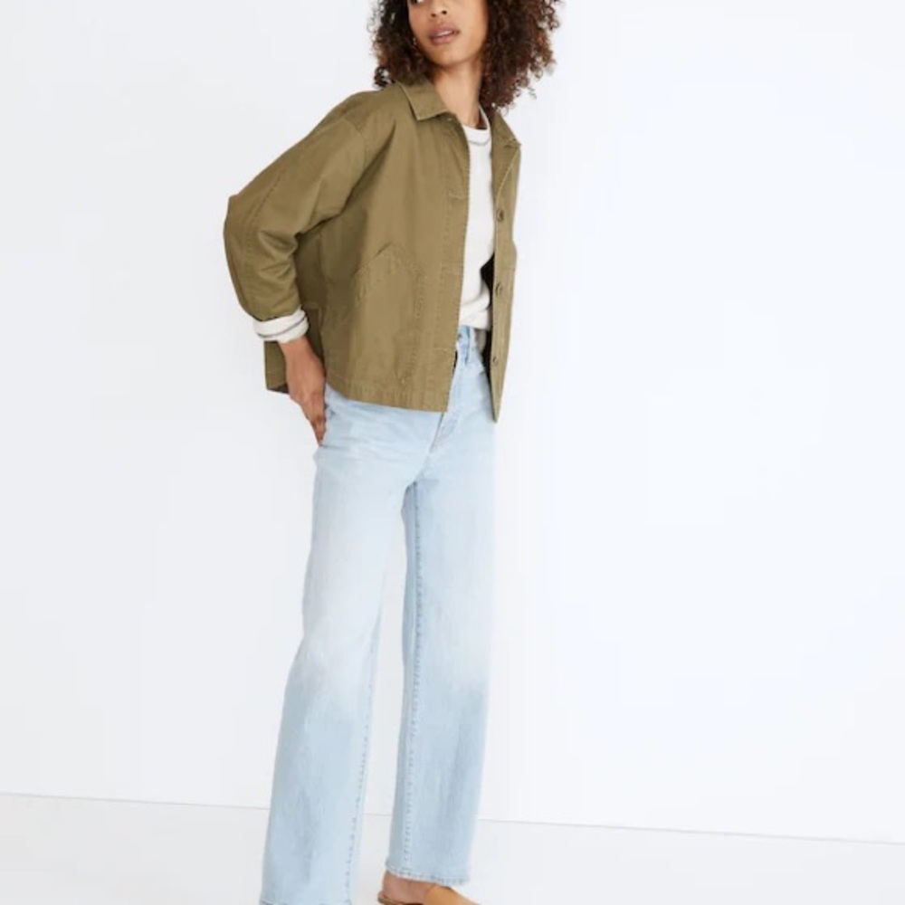 Madewell Baylow Cropped Jacket XXS Olive Utility Cotton Chore Minimalist - Picture 4 of 11